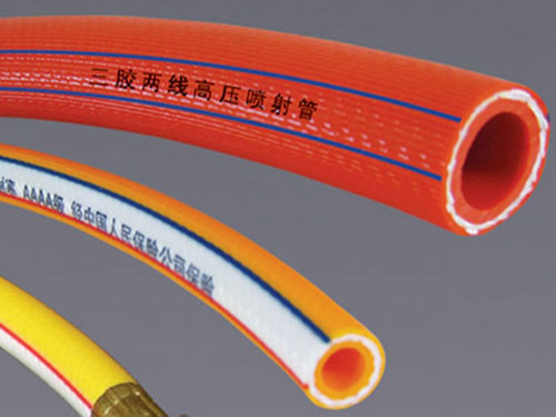 PVC high-strength polyester fiber reinforced Type Ⅲ three-rubber two-thread high-pressure jet hose PVC高強(qiáng)度滌綸纖維增強(qiáng)Ⅲ型三膠兩線高壓噴射軟管